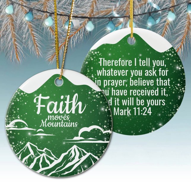 Décoration En Céramique Faith Moves Mountains Inspirational Scripture 🎄 (green inspirational bible scripture faith moves mountains prayer holy spirit verse devotional ⛪️🎄
)