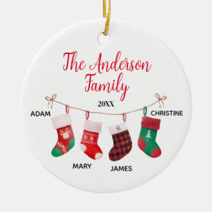 Décoration En Céramique Famille de 4 avec des noms de jolies chaussettes