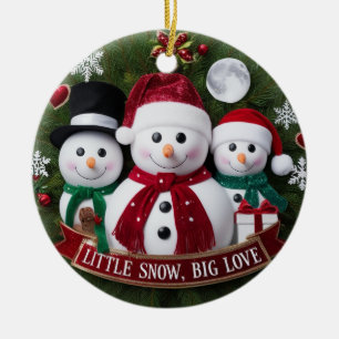 Décoration En Céramique Famille de bonhomme de neige de luxe pour Noël Cou