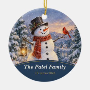 Décoration En Céramique Famille de bonhomme de neige personnalisée en céra