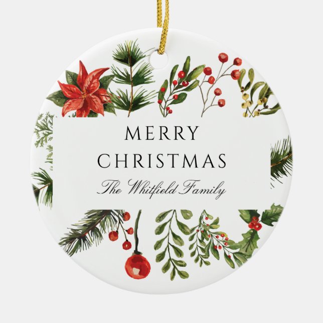 Décoration En Céramique Famille de Noël botanique moderne (Devant)