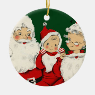 Décoration En Céramique Famille de Père Noël Rétro Milieu de Siècle – Kits