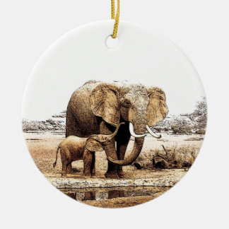 Décoration En Céramique Famille des éléphants