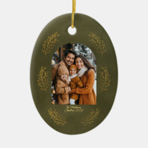 Décoration En Céramique Famille Élégante Photo sous une Arche pour un Noël