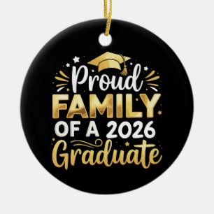 Décoration En Céramique Famille fière d'un diplômé 2026 26 Or diplômé
