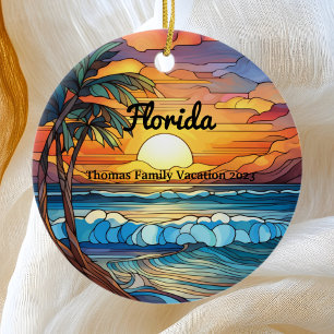 Décoration En Céramique Famille Floride Voyage Faux Verre Tiré