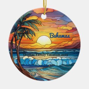 Décoration En Céramique Famille Personnalisée Bahamas Vacances Faux Verre
