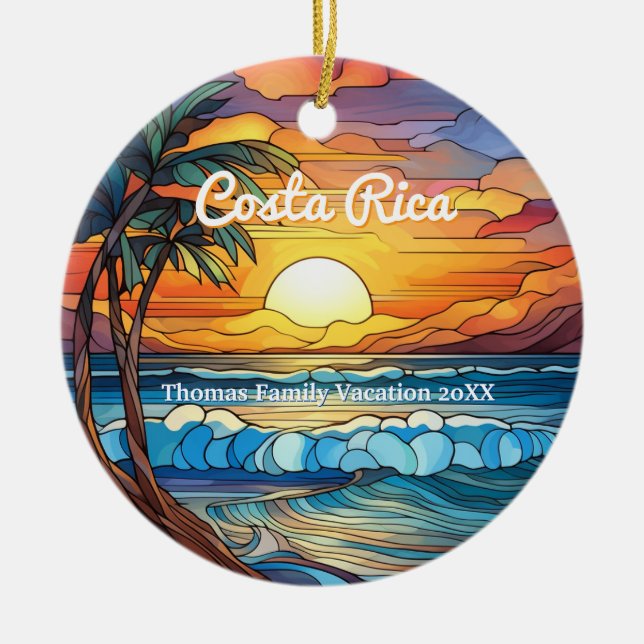 Décoration En Céramique Famille Personnalisée Costa Rica Voyage Faux Verre (Devant)