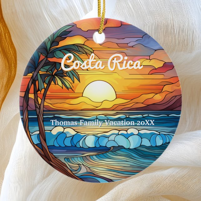 Décoration En Céramique Famille Personnalisée Costa Rica Voyage Faux Verre (Créateur téléchargé)