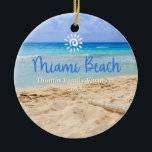 Décoration En Céramique Famille personnalisée Miami Beach vacances Noël<br><div class="desc">Magnifique Miami Trip souvenir. Personnalisation : Changez la légende et l'année pour la rendre unique.</div>
