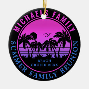 Décoration En Céramique Famille Reunion Beach Cruise Sunset Vacation 60s