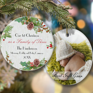 Décoration En Céramique Famille Rustique 3 1er Noël Nouveau-né Meilleur Ca