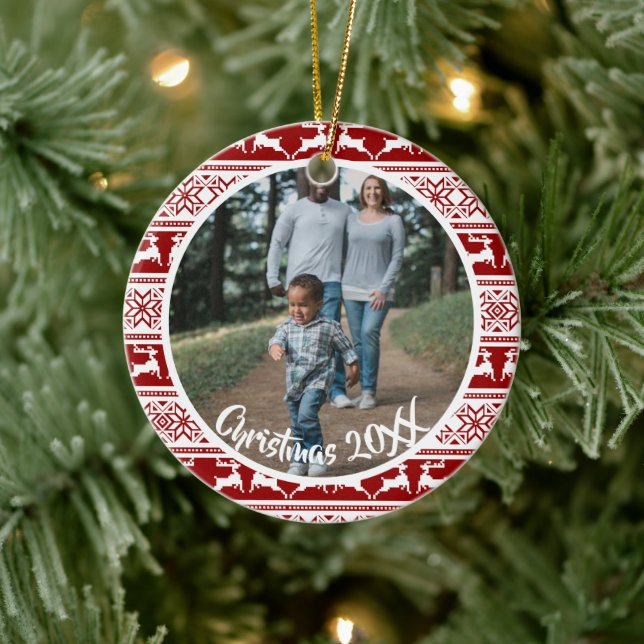 Décoration En Céramique Famille scandinave de rennes de Noël nordique (Arbre)