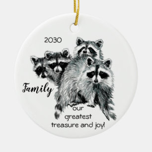 Décoration En Céramique Family greatest treasure Fun Raccoon
