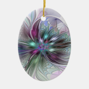 Décoration En Céramique Fantaisie Abstraite Moderne Fleur Fractale Colorée