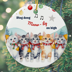 Décoration En Céramique Fantaisie Amoureux des chats Aquarelle Noël