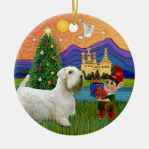 Décoration En Céramique Fantaisie de Noël - Sealyham Terrier