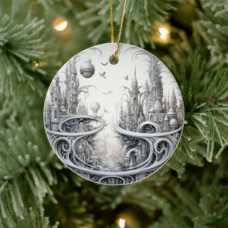 Décoration En Céramique Fantasy City Stained Glass Ceramic Tree Decoration