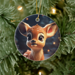 Décoration En Céramique Faon de Noël