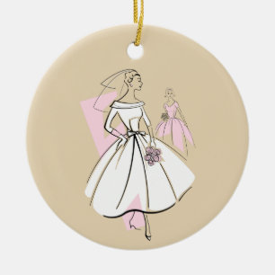 Décoration En Céramique Fashion Bride Neutral Text ornament