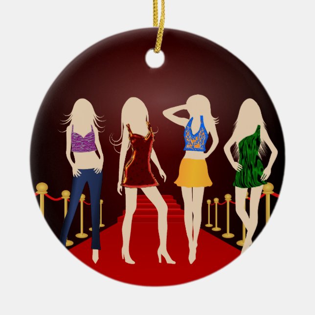 Décoration En Céramique Fashion Girls Tapis rouge Standard Arrondi Ornemen (Devant)