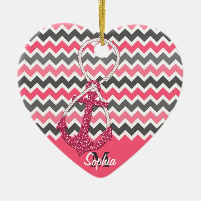 Décoration En Céramique fausse parties scintillant ancre nautique symbole  (Devant)