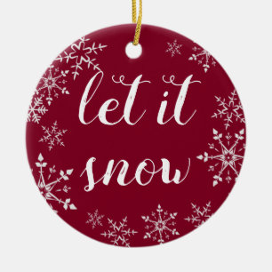 Décoration En Céramique Faux de neige rouge et blanc Noël