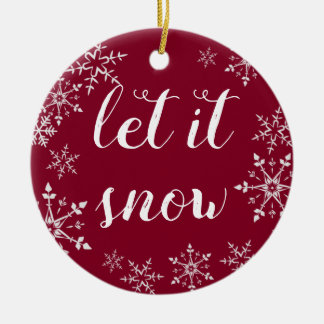 Décoration En Céramique Faux de neige rouge et blanc Noël