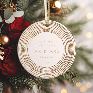 Décoration En Céramique Faux Parties scintillant Gold Cercles 1er jalon de