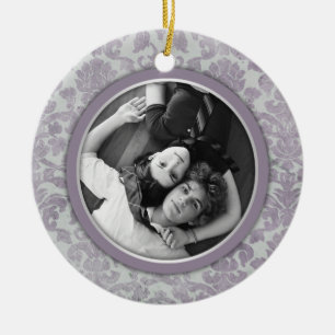 Décoration En Céramique Faveur de mariage damassé d'argent de lavande