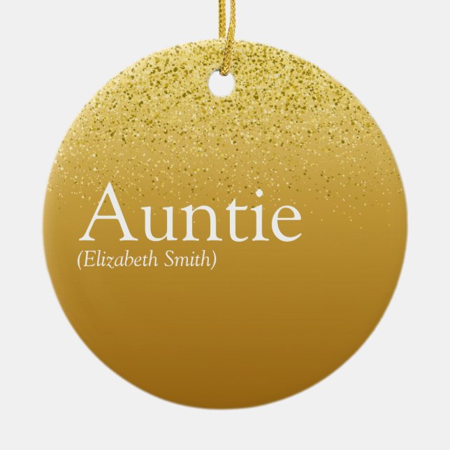 Décoration En Céramique Favourite Aunt, Auntie Definition Gold Glitter (Devant)