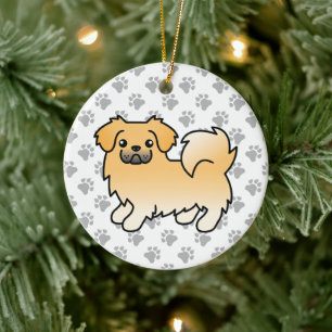 Décoration En Céramique Fawn Tibetan Spaniel Cute Cartoon Dog