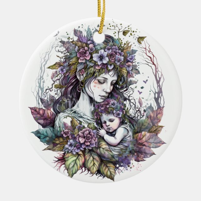 Décoration En Céramique Fée mère et enfant (Devant)