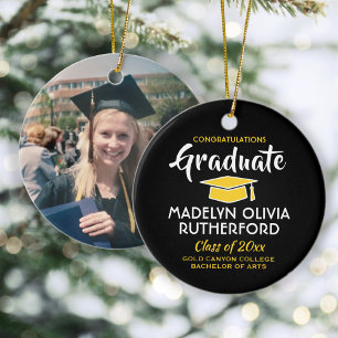 Décoration En Céramique Félicitations Black and Gold Graduation Photo