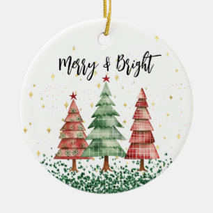 Décoration En Céramique Feliz y brillante árbol de Navidad