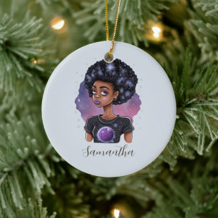 Décoration En Céramique Femme Afro Élégante