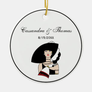 Décoration En Céramique Femme Art Déco vintage portant des gants Casquette