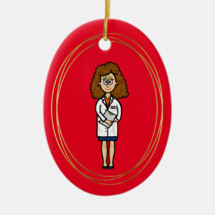Décoration En Céramique Femme Brunette Doctor Christmas Ornament