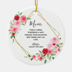 Décoration En Céramique Femme de mariée rose géométrique