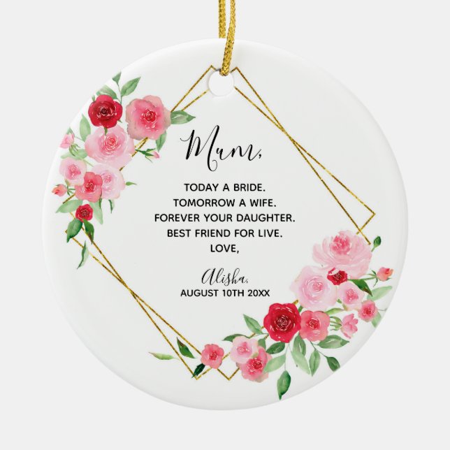 Décoration En Céramique Femme de mariée rose géométrique (Devant)