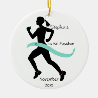 Décoration En Céramique Femme Demi-Marathon Runner Ornament Turquoise