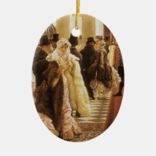 Décoration En Céramique Femme élégante de Tissot, Art victorien vintage