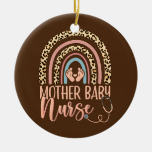 Décoration En Céramique Femme Mère Bébé Infirmière Léopard Arc-en-ciel