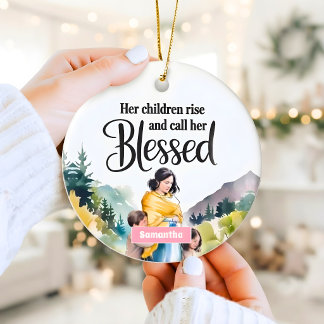 Décoration En Céramique Femmes chrétiennes personnalisées Ses enfants se l