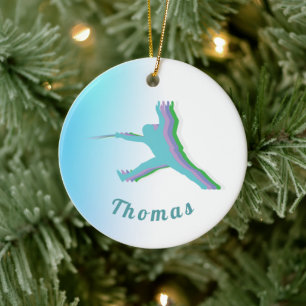 Décoration En Céramique Fencer coloré Silhouette clôtures Cool du nom du g