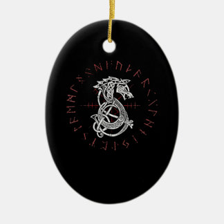 Décoration En Céramique Fenrir Wolf d'Odin Celtic Norse Runes Distressed