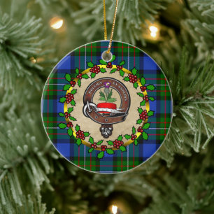 Décoration En Céramique Fergusson Clan Badge & Tartan Personnalisé Noël