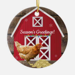 Décoration En Céramique Ferme de la Poule de Noël