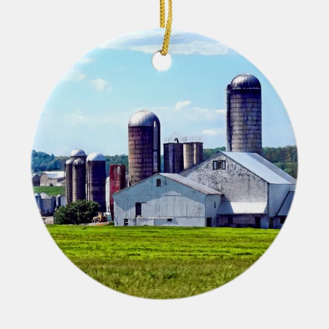 Décoration En Céramique Ferme Pennsylvanie avec Silos (Devant)