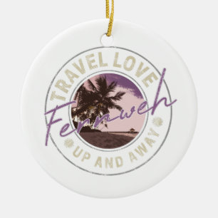 Décoration En Céramique Fernweh Palm Et Plage Vintage voyage Souvenir